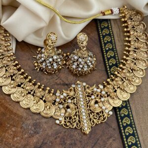 Traditional kundan kaasu necklace set