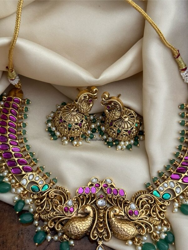 Bridal green beads necklace set