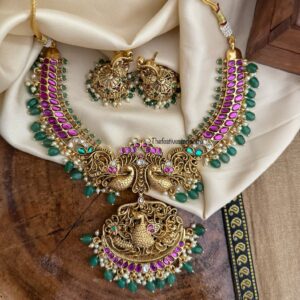 Bridal green beads necklace set