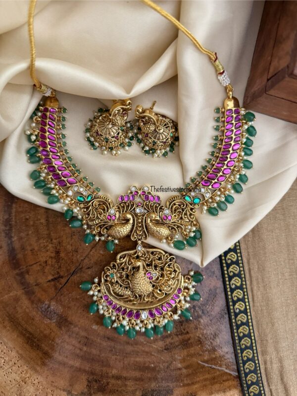 Bridal green beads necklace set