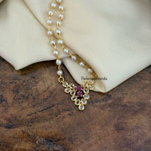 Red / Ruby pendant pearl chain