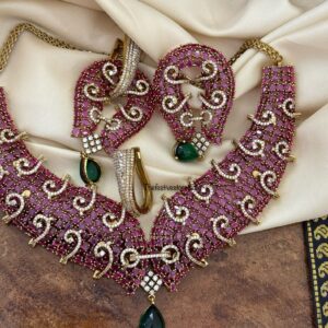 Grand sweetheart ruby Victorian statement necklace set | Unique