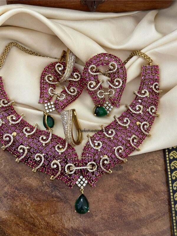 Grand sweetheart ruby Victorian statement necklace set | Unique