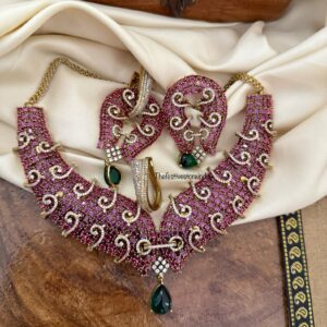 Grand sweetheart ruby Victorian statement necklace set | Unique