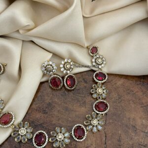 Floral Victorian necklace set - Ruby