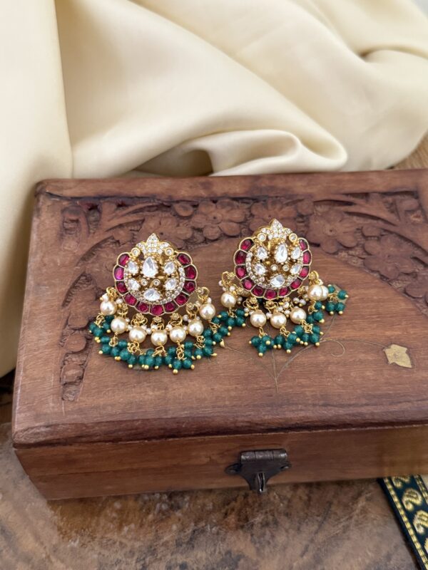 Moissanite Red green Jadau earrings | Bridal | Bridesmaid