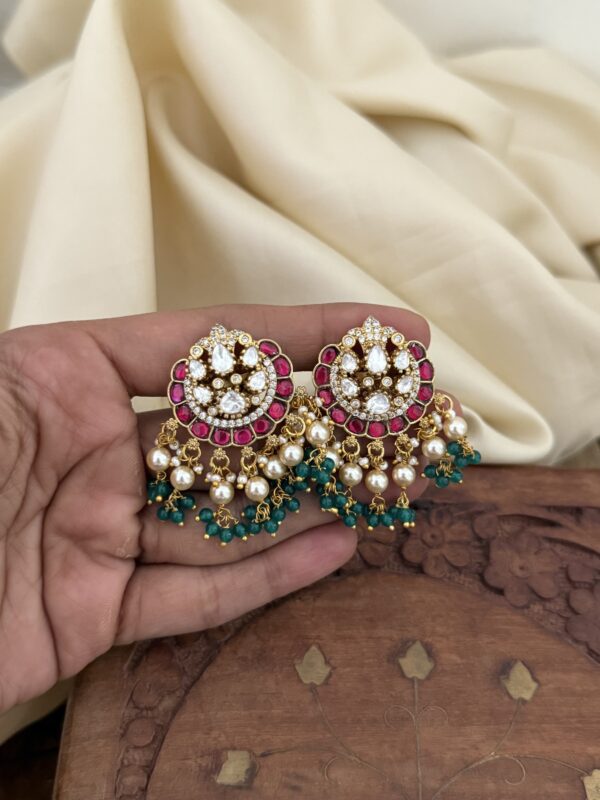 Moissanite Red green Jadau earrings | Bridal | Bridesmaid