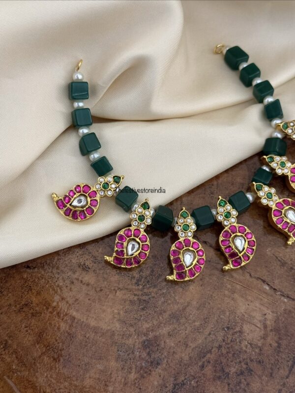 Jadau green block Mango/Maanga necklace