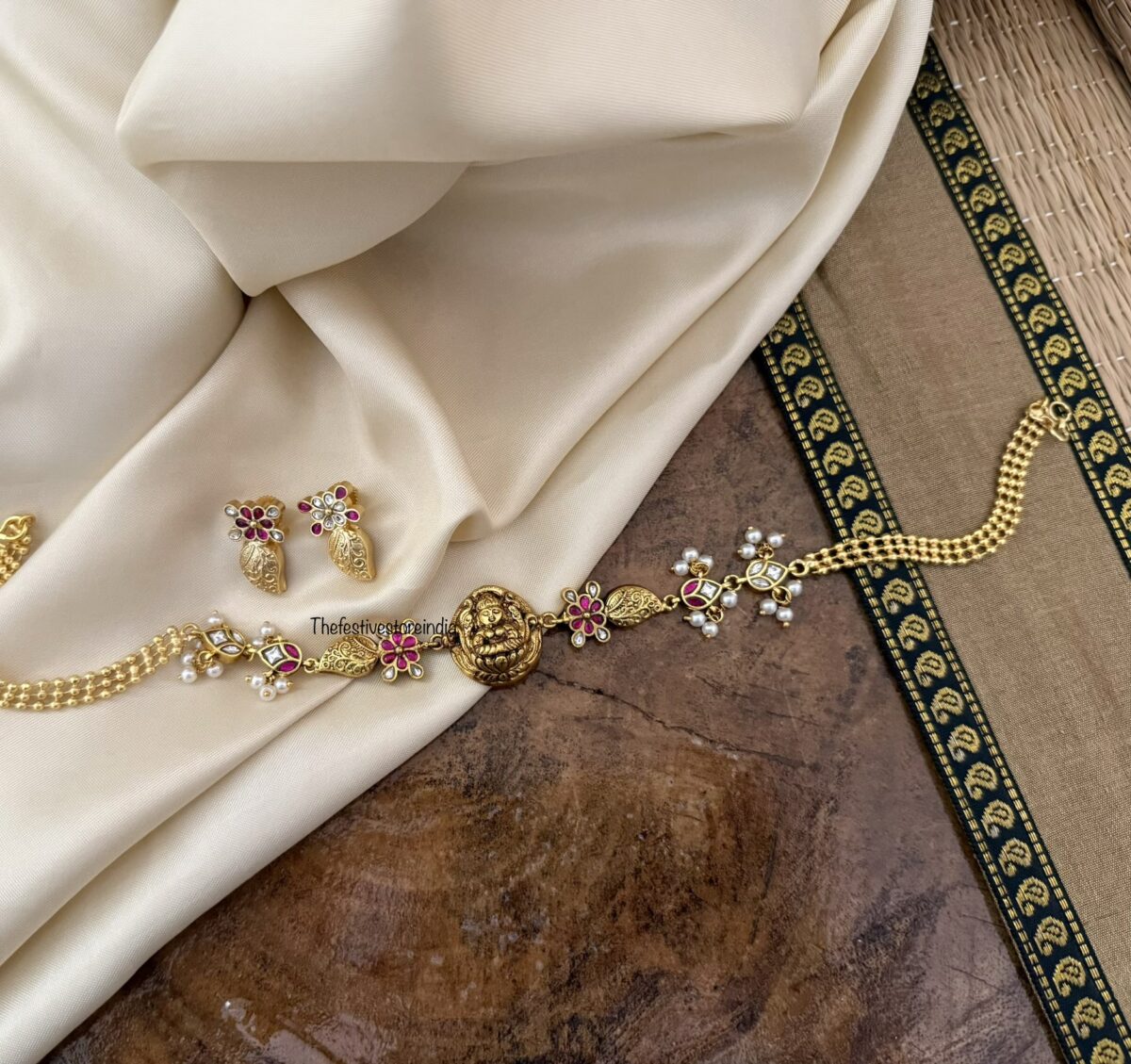 Jadau mango lakshmi choker set