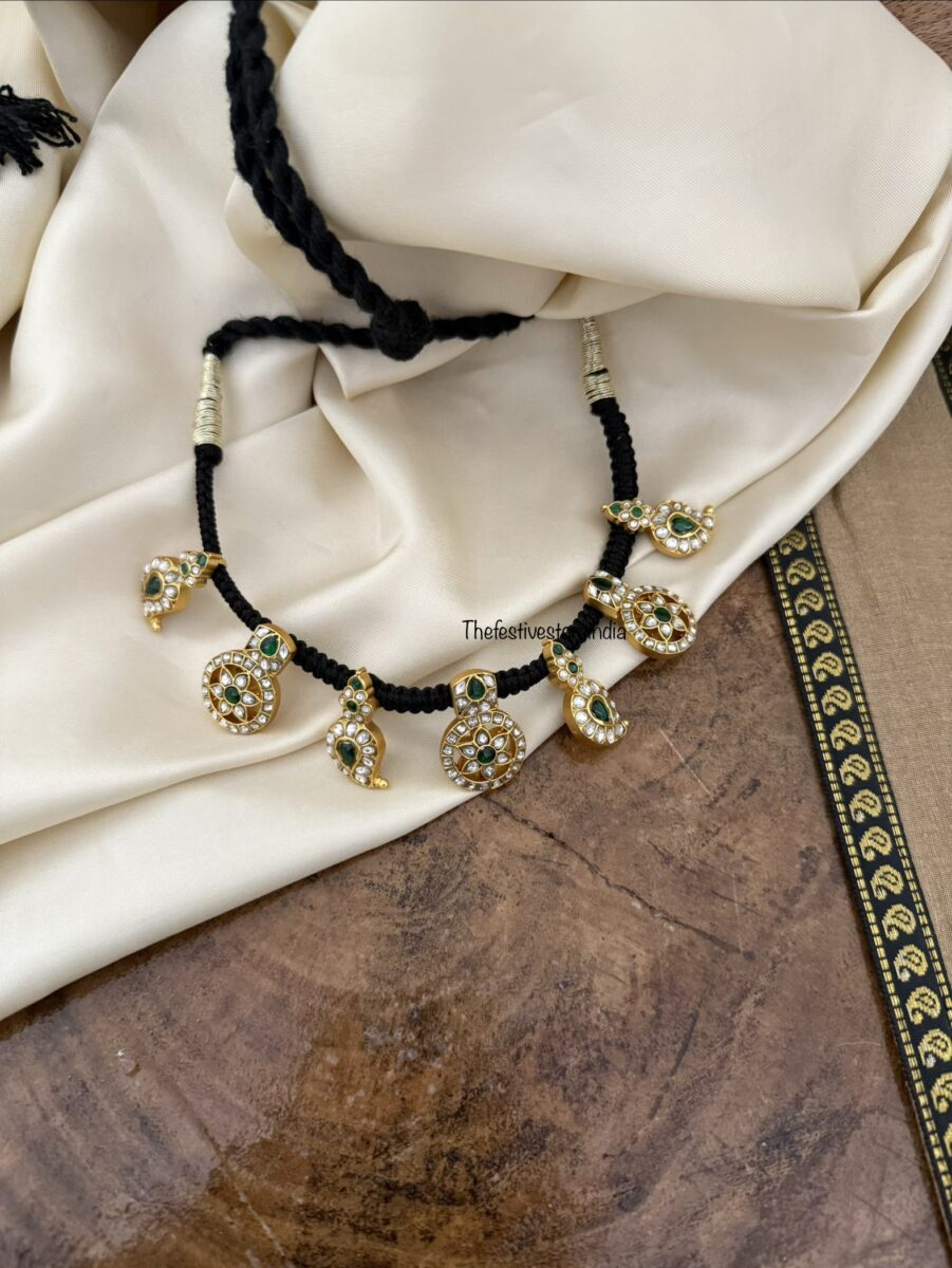 Jadau black thread mango sun chain