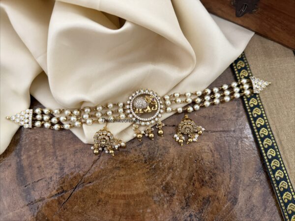 Ambaari pearl choker set | Elephant