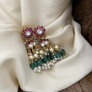 Bridal green drops Jadau jhumka