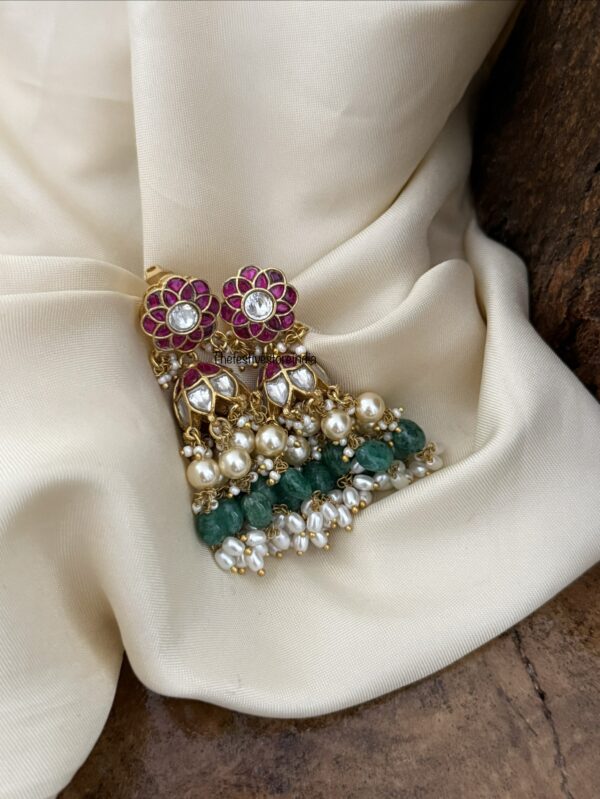 Bridal green drops Jadau jhumka