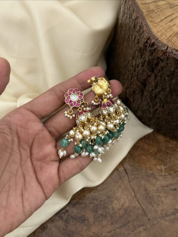 Bridal green drops Jadau jhumka