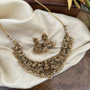 All gold matte Lakshmi necklace set