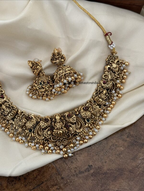 All gold matte Lakshmi necklace set
