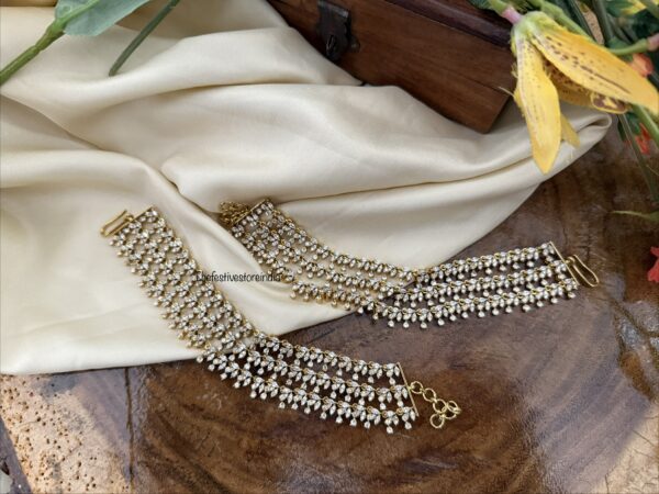 Grand 3 layer AD CZ stone ear chain | maatil | Bridal | Champasaralu