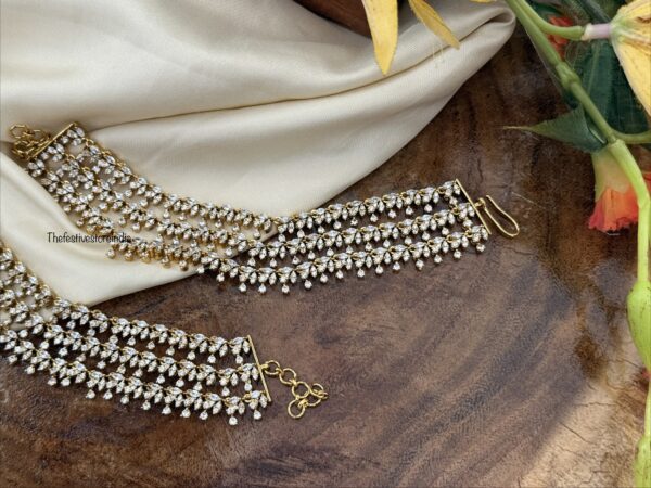 Grand 3 layer AD CZ stone ear chain | maatil | Bridal | Champasaralu