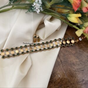 Lakshmi kaasu green stone choker set
