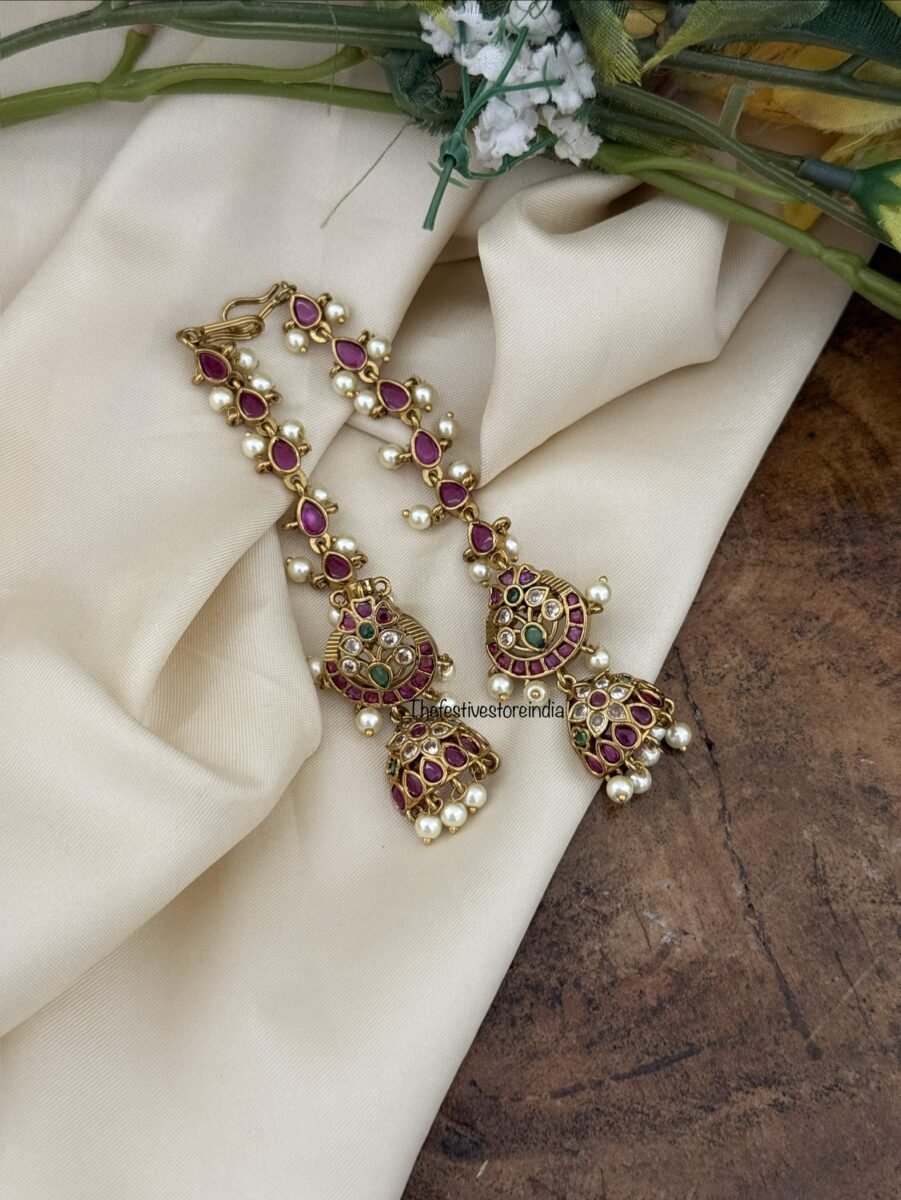 Kemp jhumka with straight maati