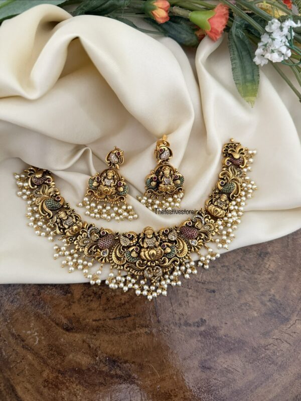 Lakshmi Nakshi necklace set | Bridal ( Multi color )