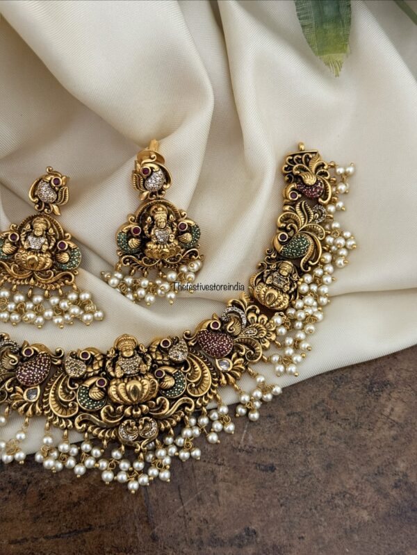 Lakshmi Nakshi necklace set | Bridal ( Multi color )