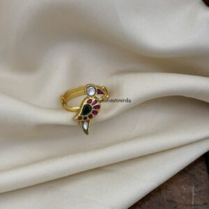 Jadau parrot adjustable finger ring