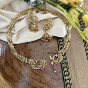 Overall Peacock necklace set | Worn around the neck