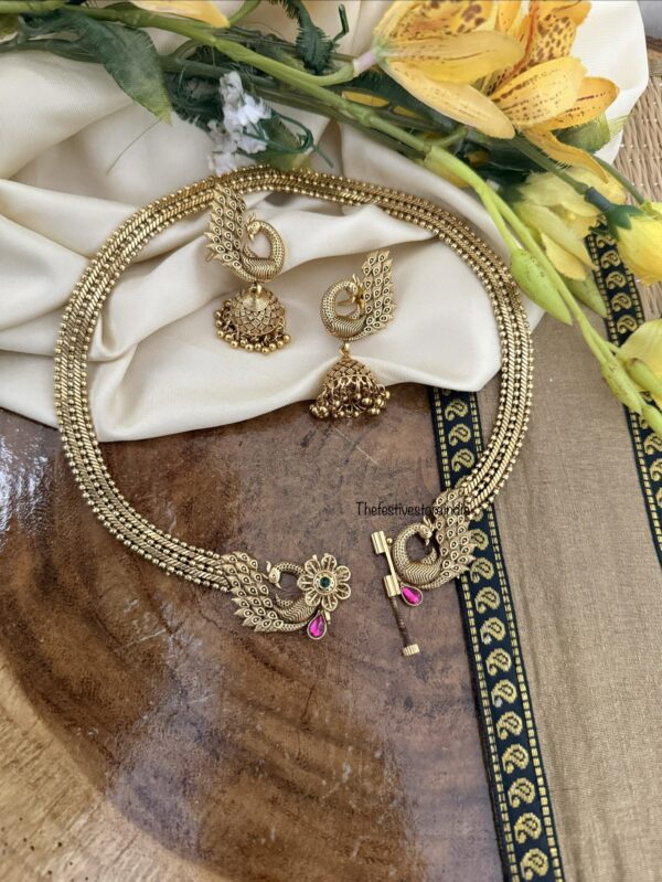 Overall Peacock necklace set | Worn around the neck