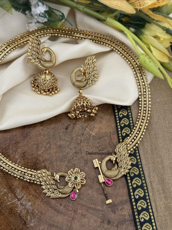 Overall Peacock necklace set | Worn around the neck