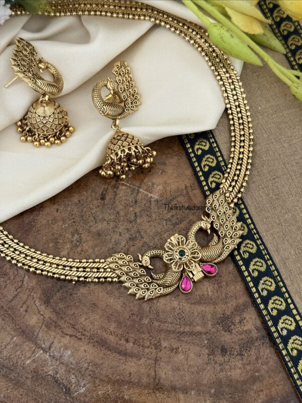 Overall Peacock necklace set | Worn around the neck
