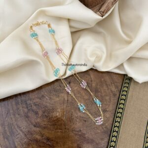 3 layer pastel pearls chain - Pink & Mint