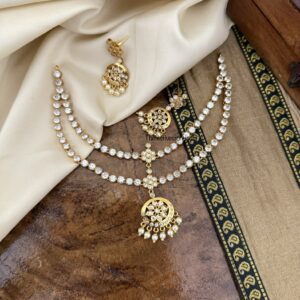 Classic gold look alike 2 layer attigai set - All white