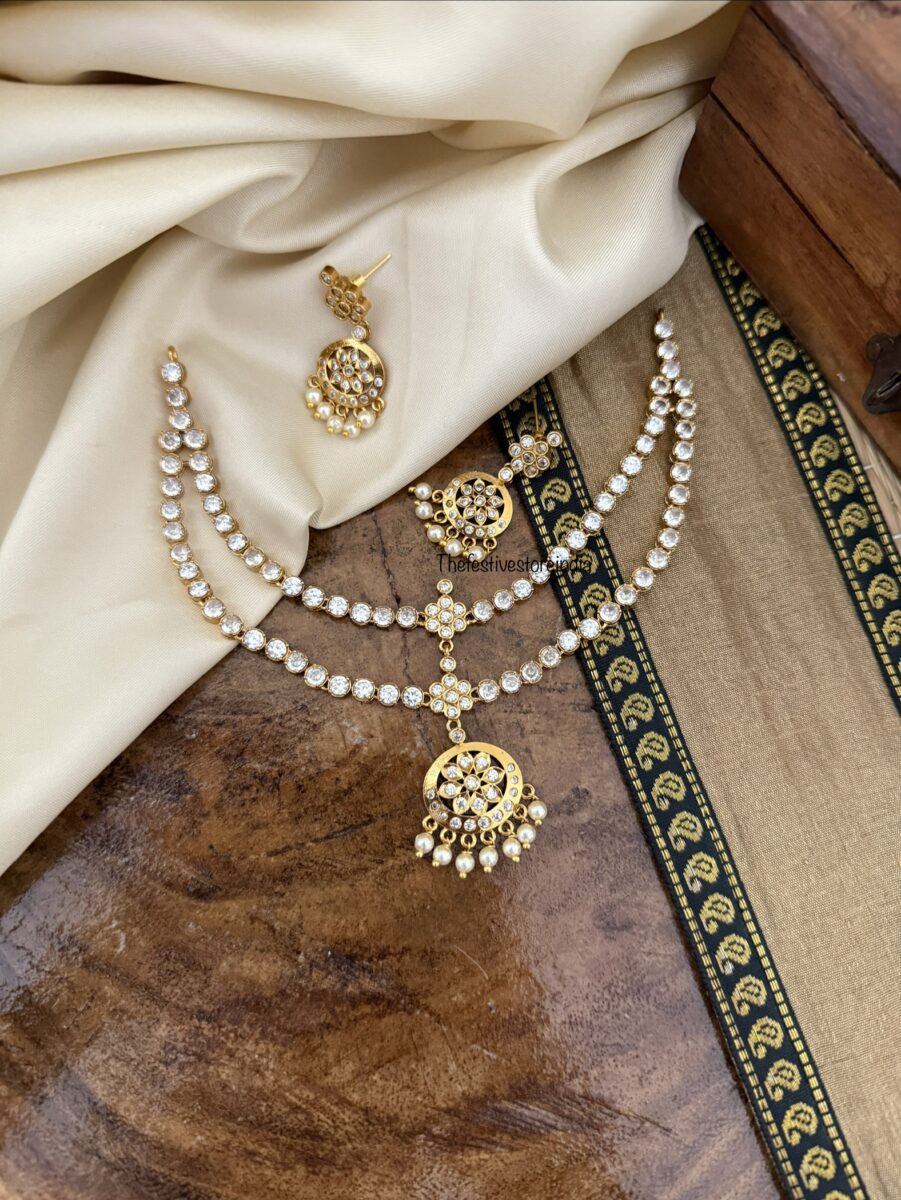 Classic gold look alike 2 layer attigai set - All white