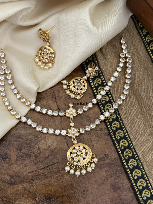 Classic gold look alike 2 layer attigai set - All white