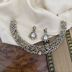 Designer CZ white necklace set