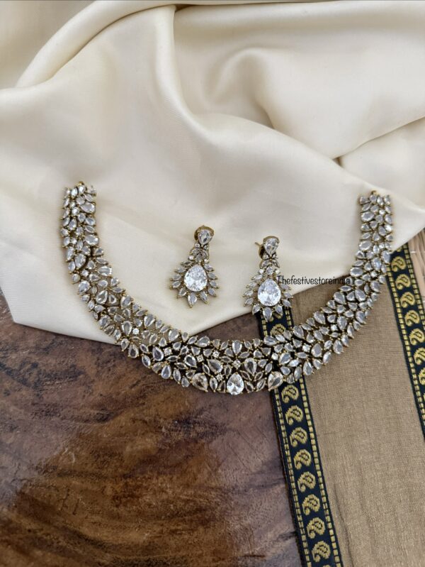 Designer CZ white necklace set