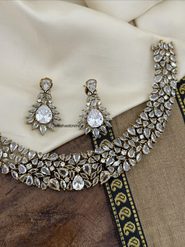 Designer CZ white necklace set