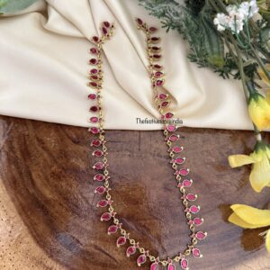 Jadau simple mid length kemp haaram - 43cms