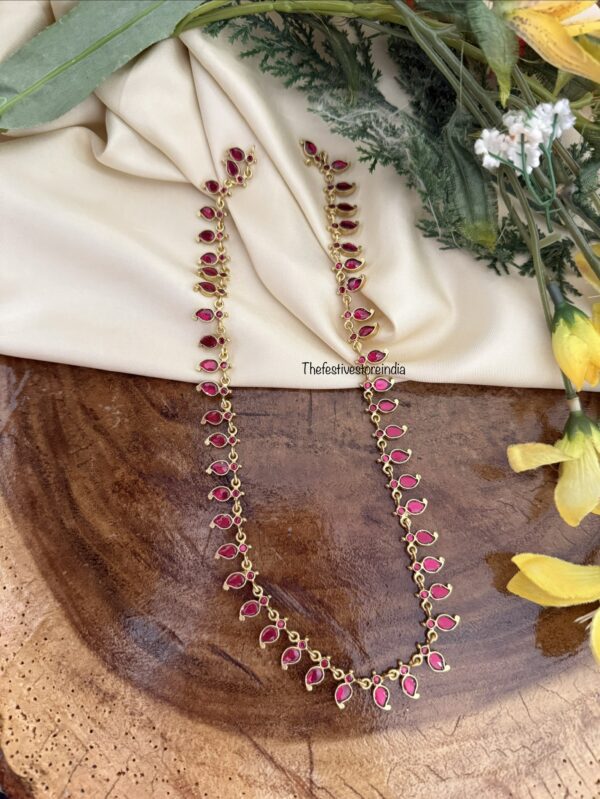 Jadau simple mid length kemp haaram - 43cms