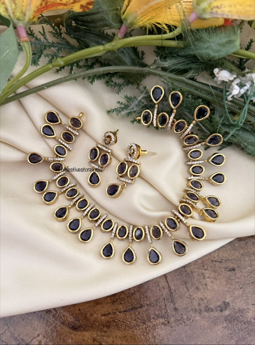 Amethyst / Purple drop necklace set