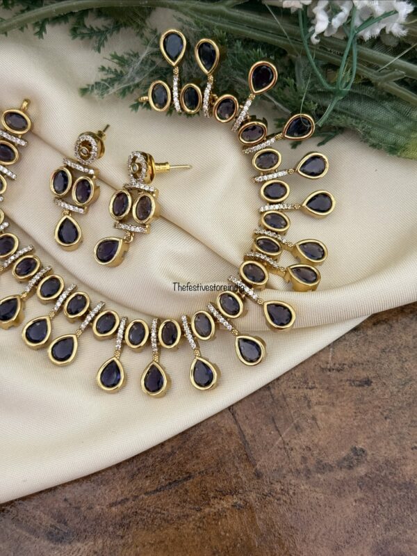 Amethyst / Purple drop necklace set