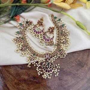 Kemp pearls Chandbali bridal necklace set