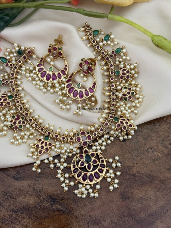 Kemp pearls Chandbali bridal necklace set