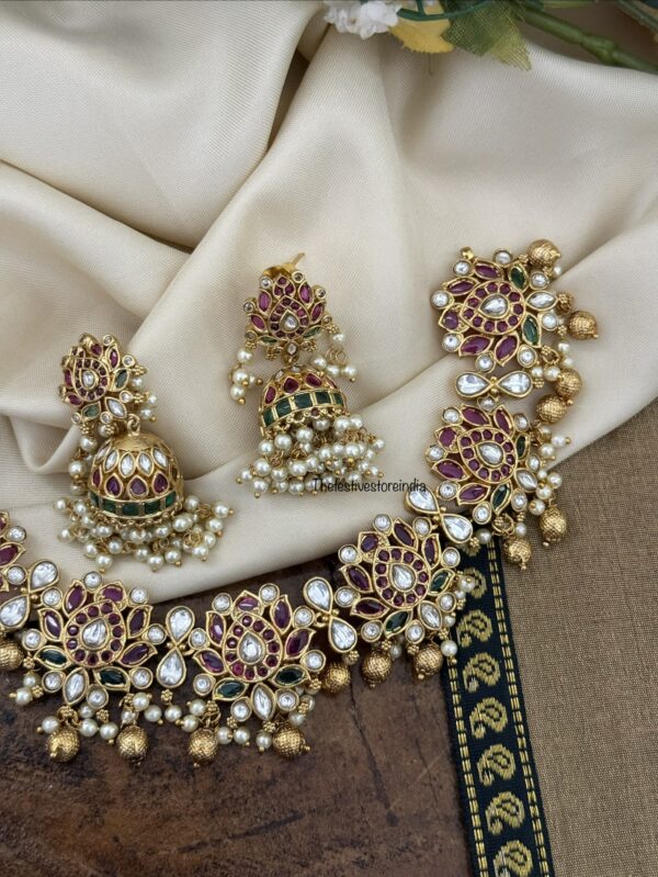 Classic taamarai / lotus necklace with jhumkas