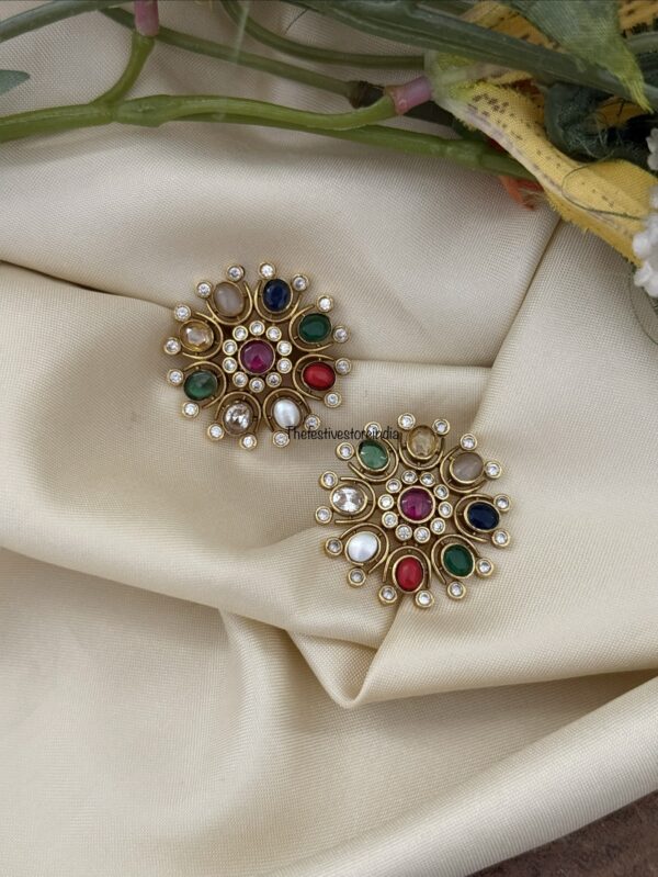 Navarathna studs | Earrings