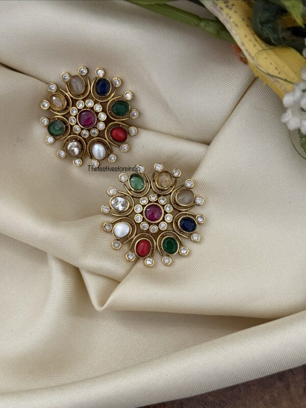 Navarathna studs | Earrings