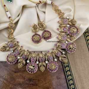 Jadau Lakshmi bottu necklace set
