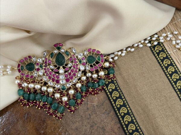 Kemp and green non idol Jadau pearl choker