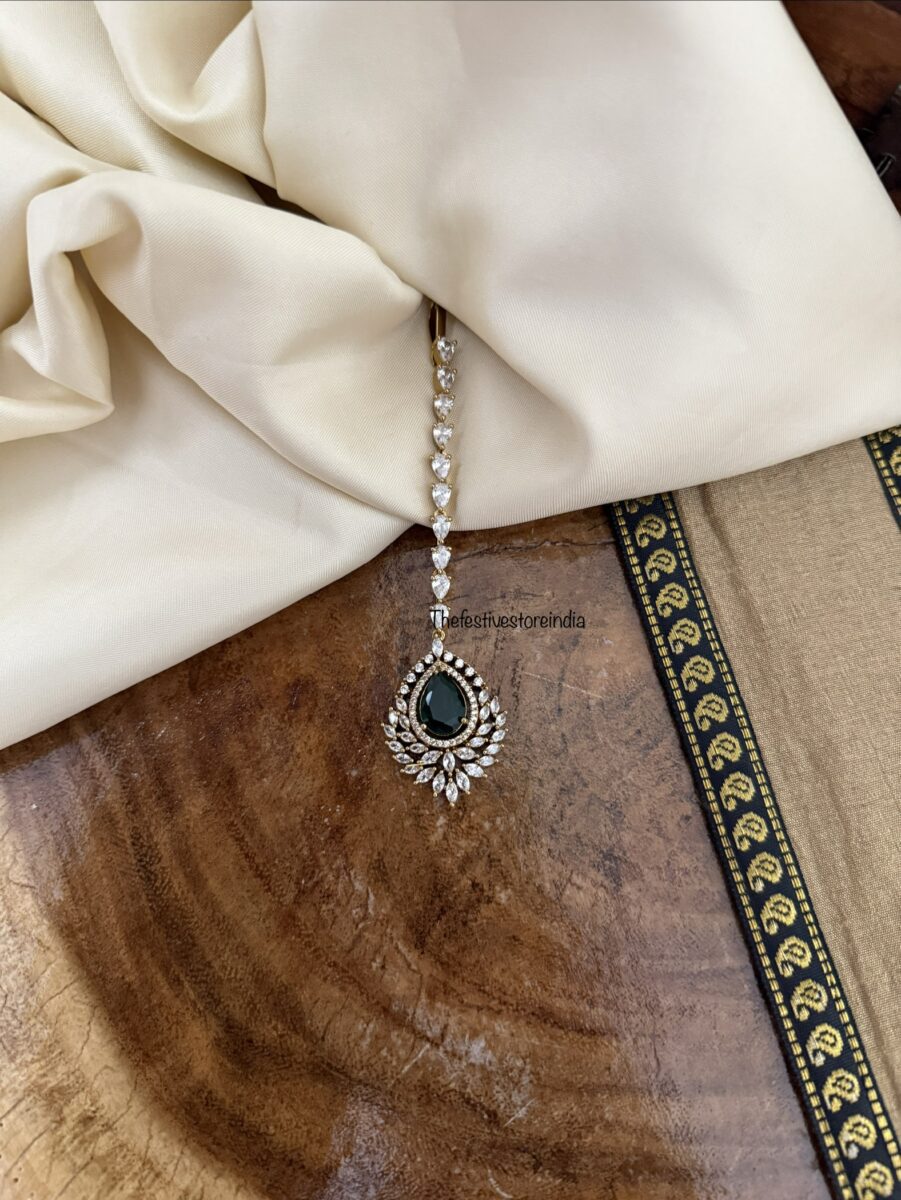 CZ Emerald stone maangtikka